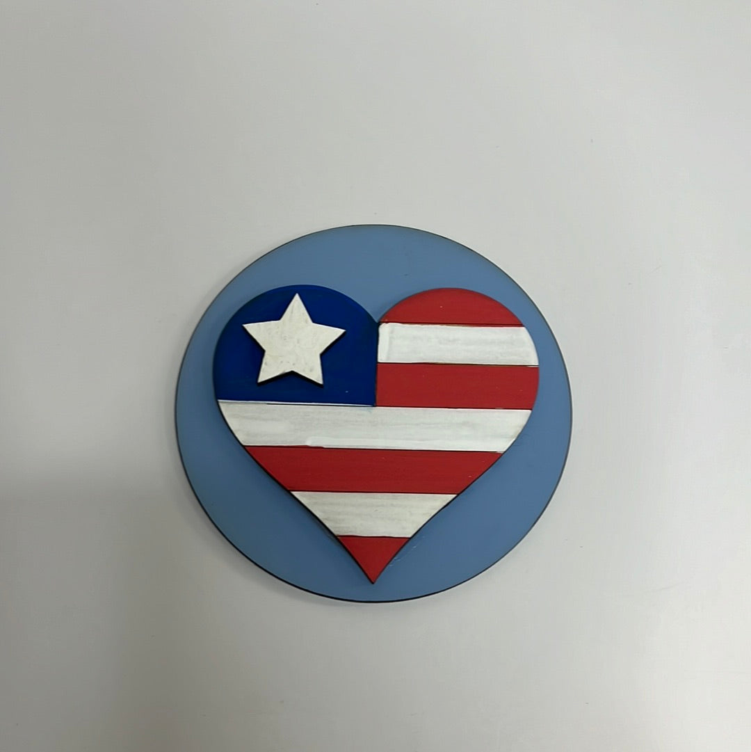 4th of July, Patriotic Heart 4.25 Circles