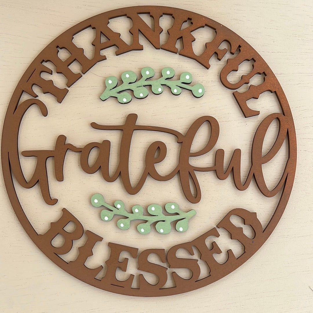 Thanksgiving “Thankful, Grateful, Blessed” Interchangeable Ladder Tile